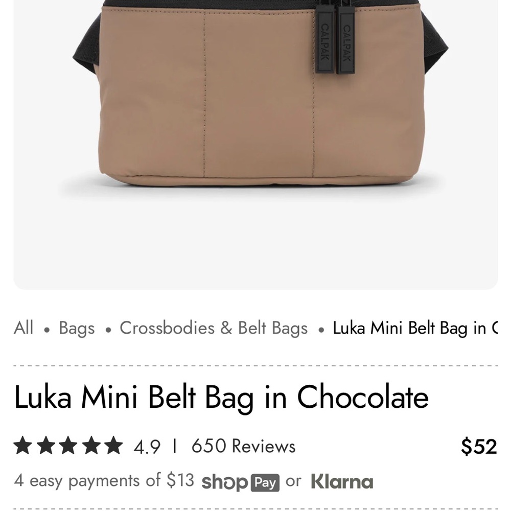 NWT: Calpak Luka Mini Belt Bag in Brown and Black